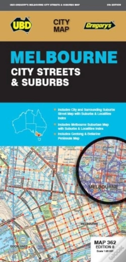 Capa do artigo Melbourne City Streets & Suburbs Map 362 8th Ed