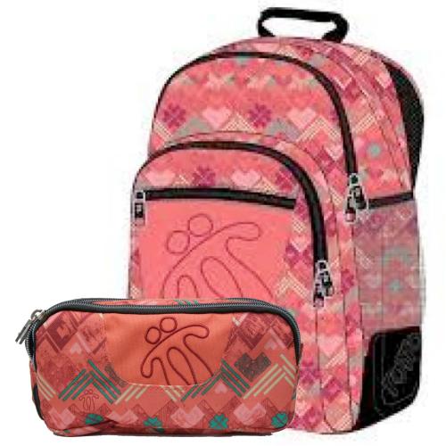 TOTTO Crayoles Zaino Scuola Unisex Rosa 20L – Con Beauty Case E Borsa Scarbe – Leggero E Impermeabile