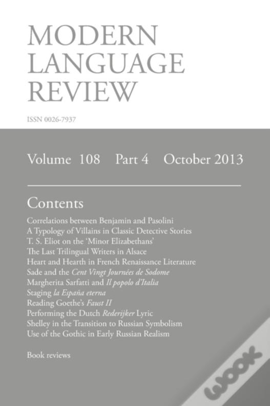 Modern Language Review  (108:4) October 2013