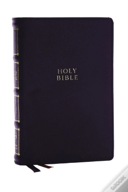 Capa do artigo Nkjv, Compact Center-Column Reference Bible, Black Genuine Leather, Red Letter, Comfort Print