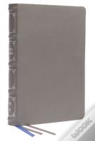 Nkjv, Reference Bible, Classic Verse-By-Verse, Center-Column, Genuine Leather, Gray, Red Letter, Thumb Indexed, Comfort Print