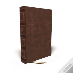 Capa do artigo Nkjv, Single-Column Wide-Margin Reference Bible, Leathersoft, Brown, Red Letter, Thumb Indexed, Comfort Print