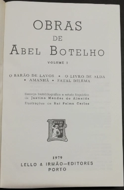Capa do artigo Obras de Abel Botelho Vol. I e II