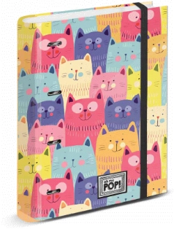 Capa do artigo Oh My Pop! Cats Pasta de 4 Anéis Papel Quadriculado, Multicolorido
