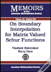 Capa do artigo On Boundary Interpolation For Matrix Valued Schur Functions
