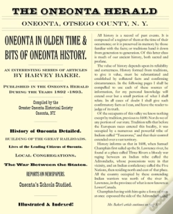 Capa do artigo Oneonta In Olden Time & Bits Of Oneonta History