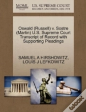 Capa do artigo Oswald (Russell) V. Sostre (Martin) U.S. Supreme Court Transcript Of Record With Supporting Pleadings