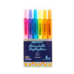 Capa do artigo Pack 6 Sublinhadores Writech Retrátil Pastel
