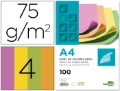 Capa do artigo Papel de Cor Liderpapel Din S4 75 gr Pack de 100 Quatro Cores Néon Sortidas
