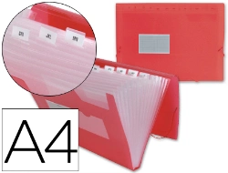 Capa do artigo Pasta Classificadora C/Fole Liderpapel Din A4 - Transparente, 13 Departamentos - Vermelho
