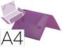 Paper folder, document holder with elastic bands, polypropylene, A4 size, lavender opaque, 25 mm spine. - Preview