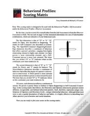 People Smarts - Behavioral Profiles, Scoring Matrix Pamphlet