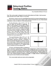 People Smarts - Behavioral Profiles, Scoring Matrix Pamphlet