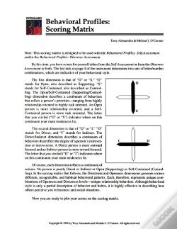 Capa do artigo People Smarts - Behavioral Profiles, Scoring Matrix Pamphlet