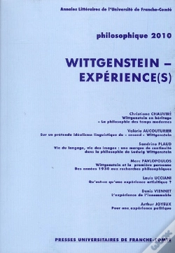 Capa do artigo Philosophique, Annee 2010. Wittgenstein - Experience(S)