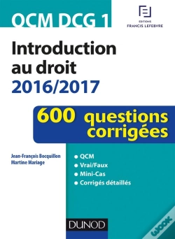 Capa do artigo Qcm Dcg 1 - Introduction Au Droit 2016/2017 - 4e Ed. - 600 Questions Corrigees