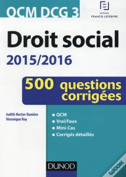 Capa do artigo Qcm Dcg 3 ; Droit Social ; 500 Questions Corrigées (3e Édition)
