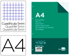 Capa do artigo Recarga papel quadriculado Liderpapel. Din. A4, 100 folhas