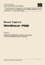 Recent Topics In Nonlinear Pde - Preview