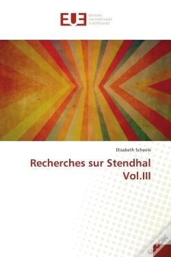 Capa do artigo Recherches Sur Stendhal Vol.Iii