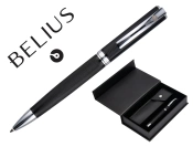 Capa do artigo Roller e estojo belius curve textura ponteada preto prateado tinta azul caixa de oferta