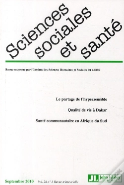 Capa do artigo Sciences Sociales Et Sante - Volume 28 Numero 3 Septembre 2010