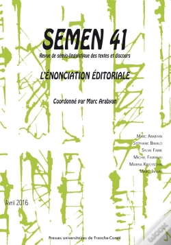 Capa do artigo Semen, N° 41/Avril 2016 : L'Énonciation Éditoriale
