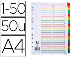 Capa do artigo Separador q-connect numerico plastico 1-50 conjunto de 50 separadores din a4