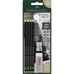 Capa do artigo Set 4 Lápis de Grafite Faber-Castell Pitt Graphite Matt com Afia e Borracha