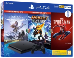 Capa do artigo Sony Playstation 4 Slim 500GB + Horizon Zero Dawn + Ratchet & Clank + Spider-Man
