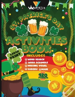 Capa do artigo St Patrick'S Day Activities Book Large Print Includes Word Search Word Scramble Missing Vowel Sudoku Maze