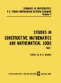 Studies In Constructive Mathematics And Mathematical Logic - Preview