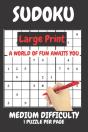 Sudoku Large Print Medium Difficulty Level Compact Book Fits In Your Bag 1 Puzzle Per Page - Preview