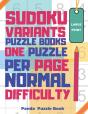 Sudoku Variants Puzzle Books One Puzzle Per Page Normal Difficulty Large Print - Preview
