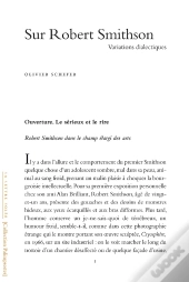 Sur Robert Smithson : Variations Dialectiques