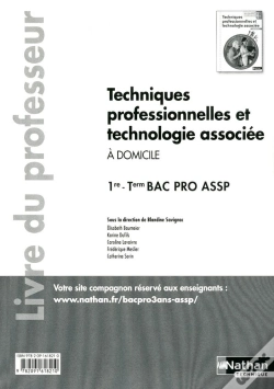 Capa do artigo Techniques Professionnelles Technologie Associee (Poch)1e/Terminale Bpro Assp Opt Domic - Professeur 2012