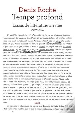 Capa do artigo Temps Profond ; Essais De Littérature Arrêtée, 1977-1984