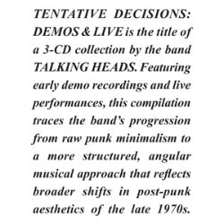 Capa do artigo Tentative Decisions: Demos & Live - CD