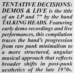 Capa do artigo Tentative Decisions: Demos & Live - Vinil