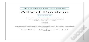 The Collected Papers Of Albert Einstein, Volume 16 (Translation Supplement)