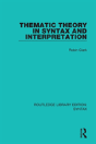 Thematic Theory In Syntax And Interpretation - Preview