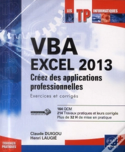 Capa do artigo Vba Excel 2013 ; Créez Des Applications Professionnelles ; Exercices Et Corrigés