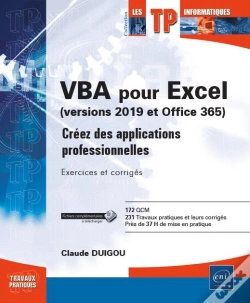 Capa do artigo Vba Pour Excel (Version 2019 Et Office 365) - Creez Des Applications Professionnelles : Exercices Et
