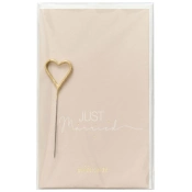 Capa do artigo Vela Sparkler Com Postal Wondercandle Coração Dourado "Just Married" 32100