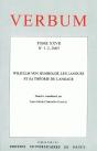 Verbum, N 1-2/2005. Wilhem Von Humboldt, Les Langues Et Sa Theorie Du  Langage - Preview