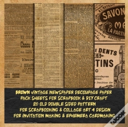 Capa do artigo Vintage Newspaper Decoupage Paper Pack Sheets For Scrapbook &Diy Craft 20 Old Double Sided Pattern For Scrapbooking &Collage Art 4 Design For Invitation Making & Ephemera Cardmaking