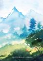 Watercolor Hillside - Dotted Bullet Journal - Preview