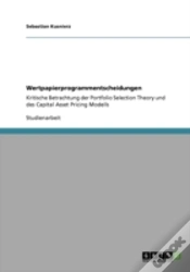 Capa do artigo Wertpapierprogrammentscheidungen