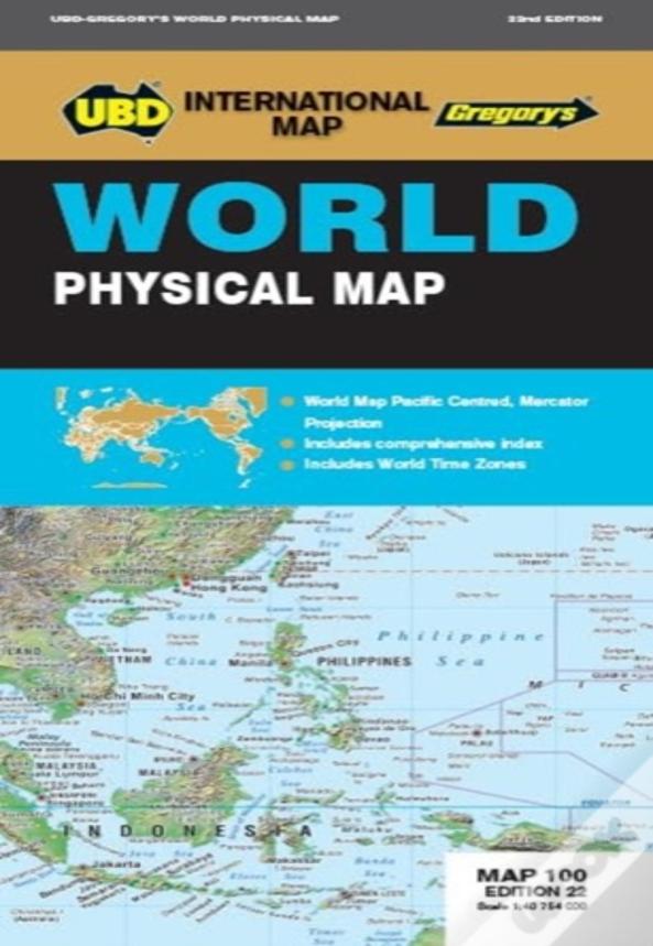 World Physical Map 100 22nd Ed